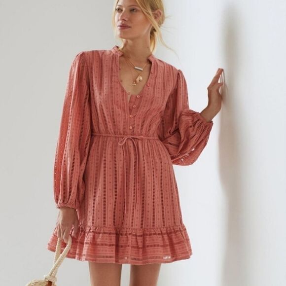 Anthropologie Forever That Girl Eyelet Mini Dress Size XXS - Picture 1 of 12